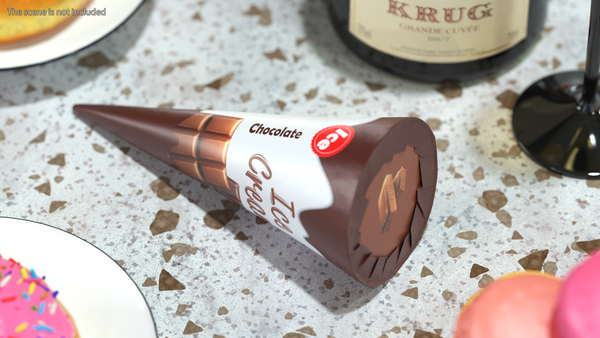 Cone Ice Cream Package Mockup Chocolate 3D model