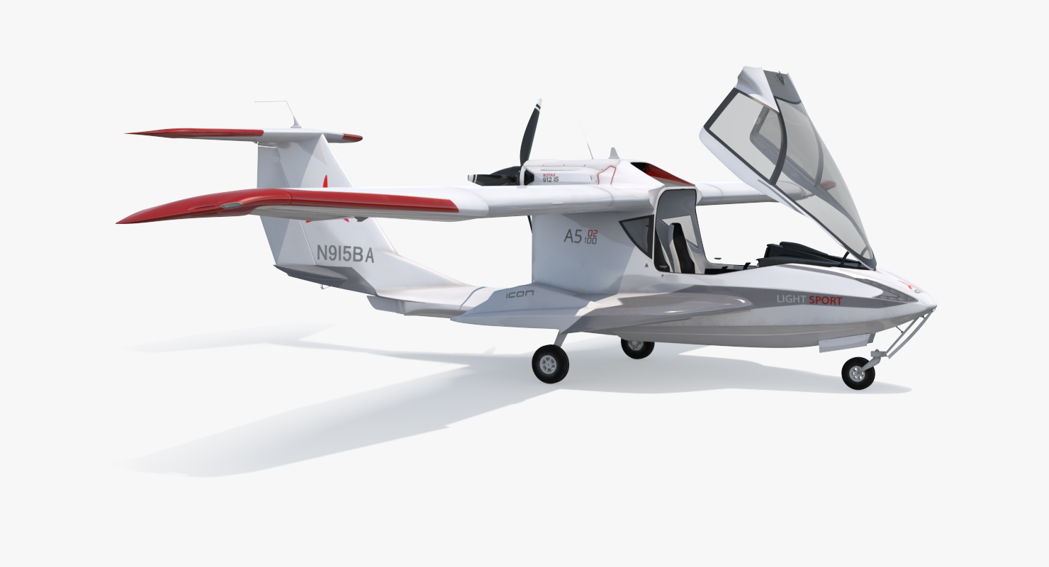 3D Amphibious Light Sport Aircraft Icon A5 Rigged