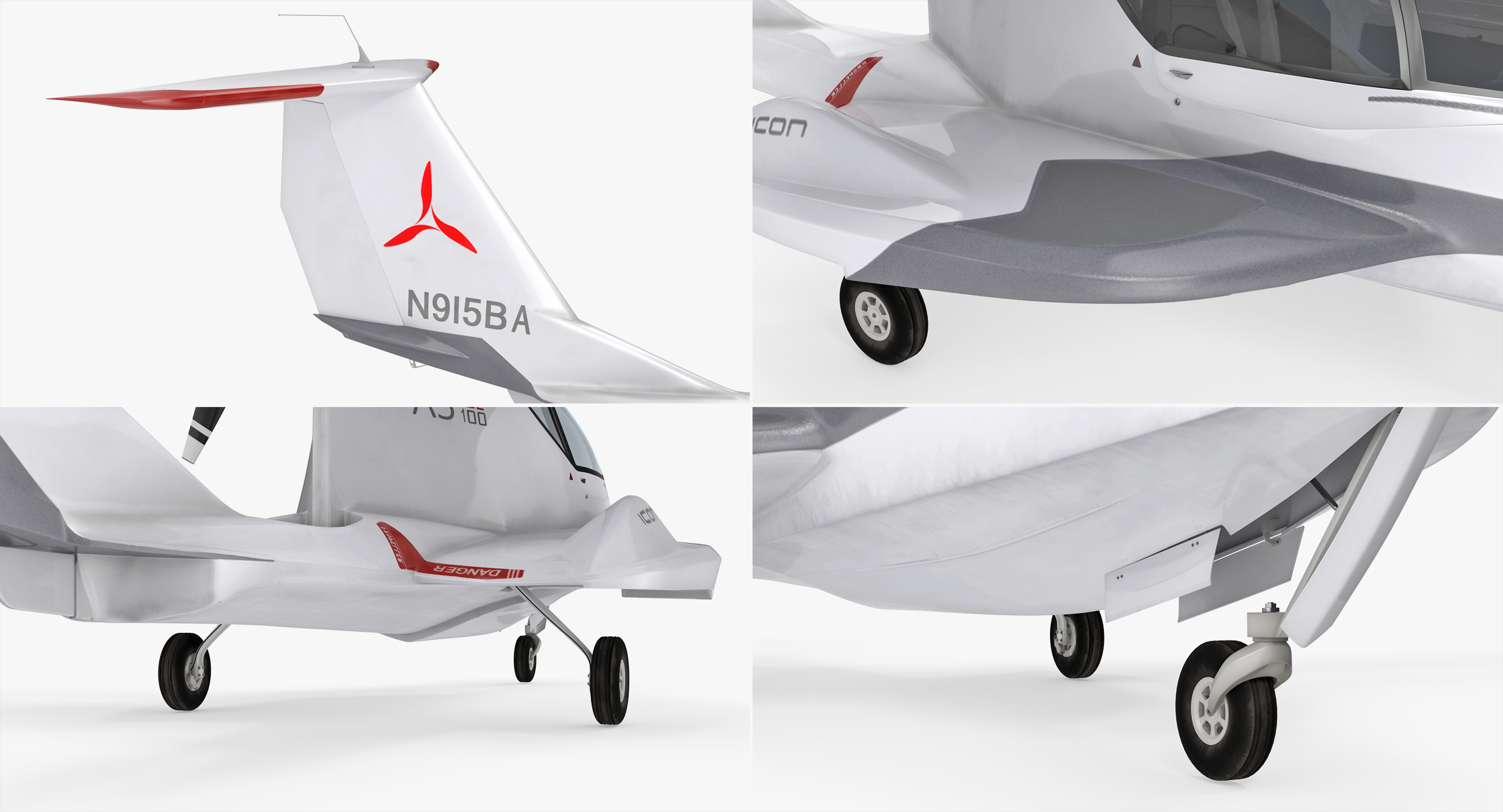 3D Amphibious Light Sport Aircraft Icon A5 Rigged