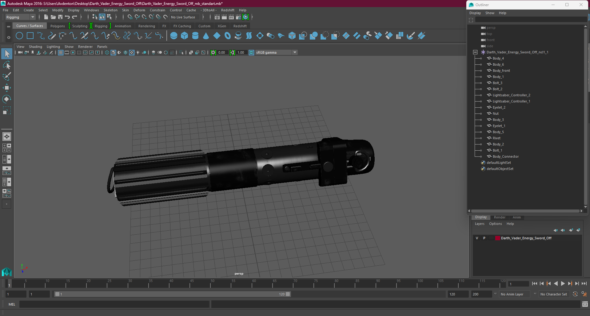 3D Darth Vader Energy Sword Off model