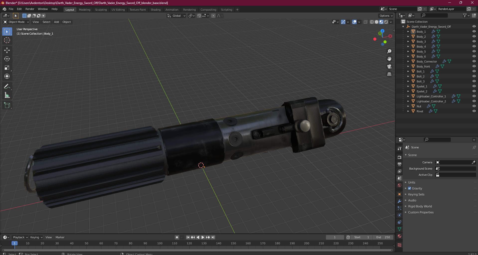 3D Darth Vader Energy Sword Off model