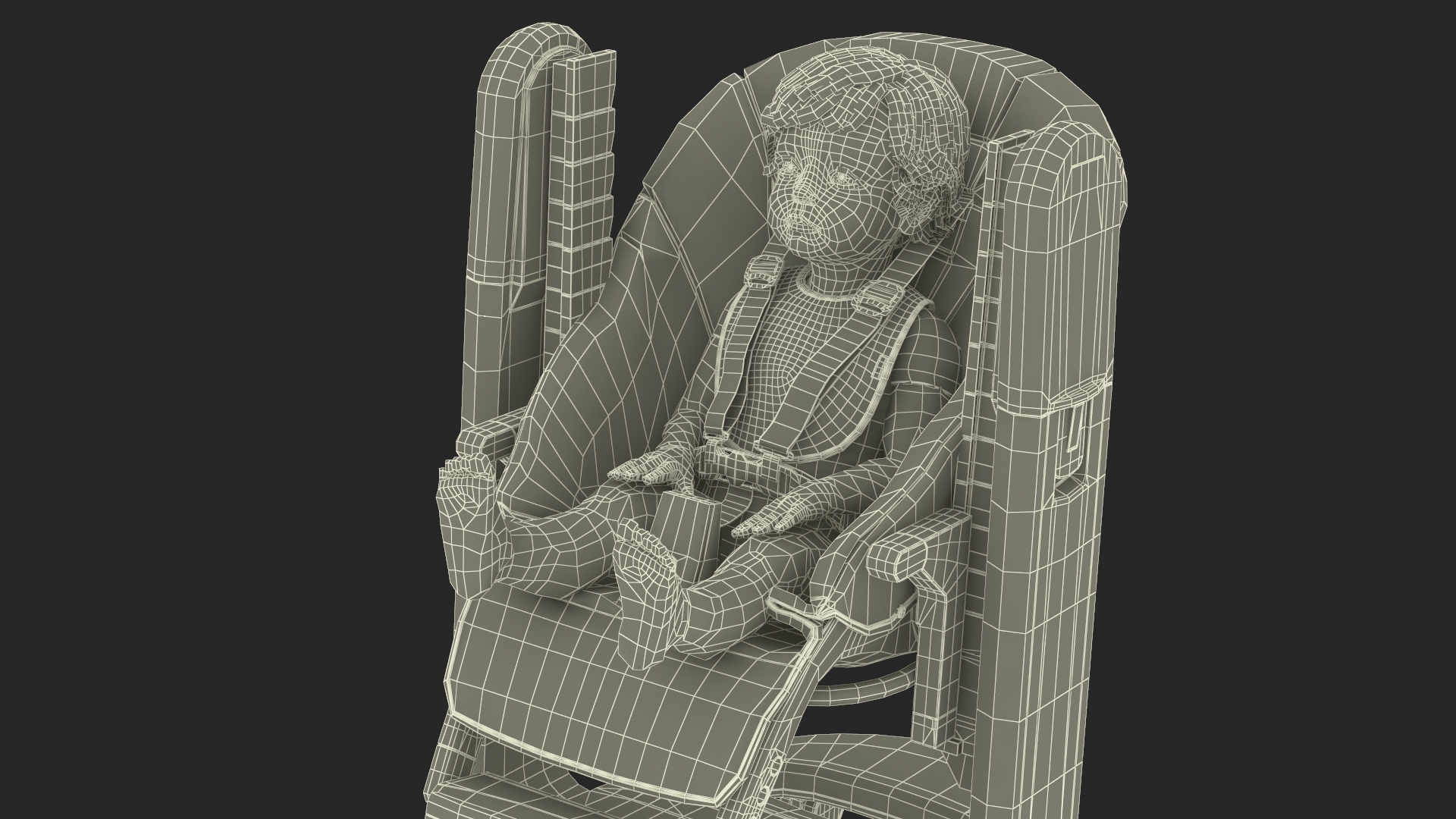 Toddler in Folding High Chair 3D model