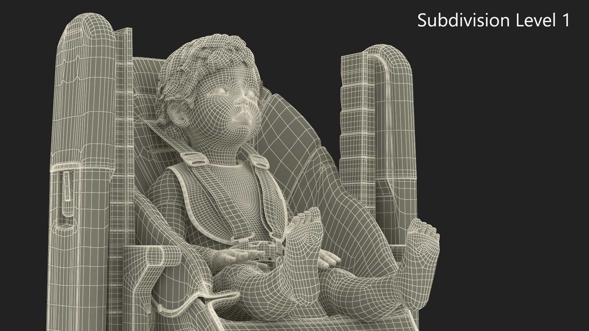 Toddler in Folding High Chair 3D model