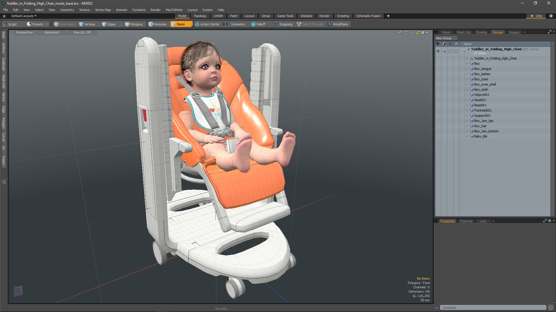 Toddler in Folding High Chair 3D model