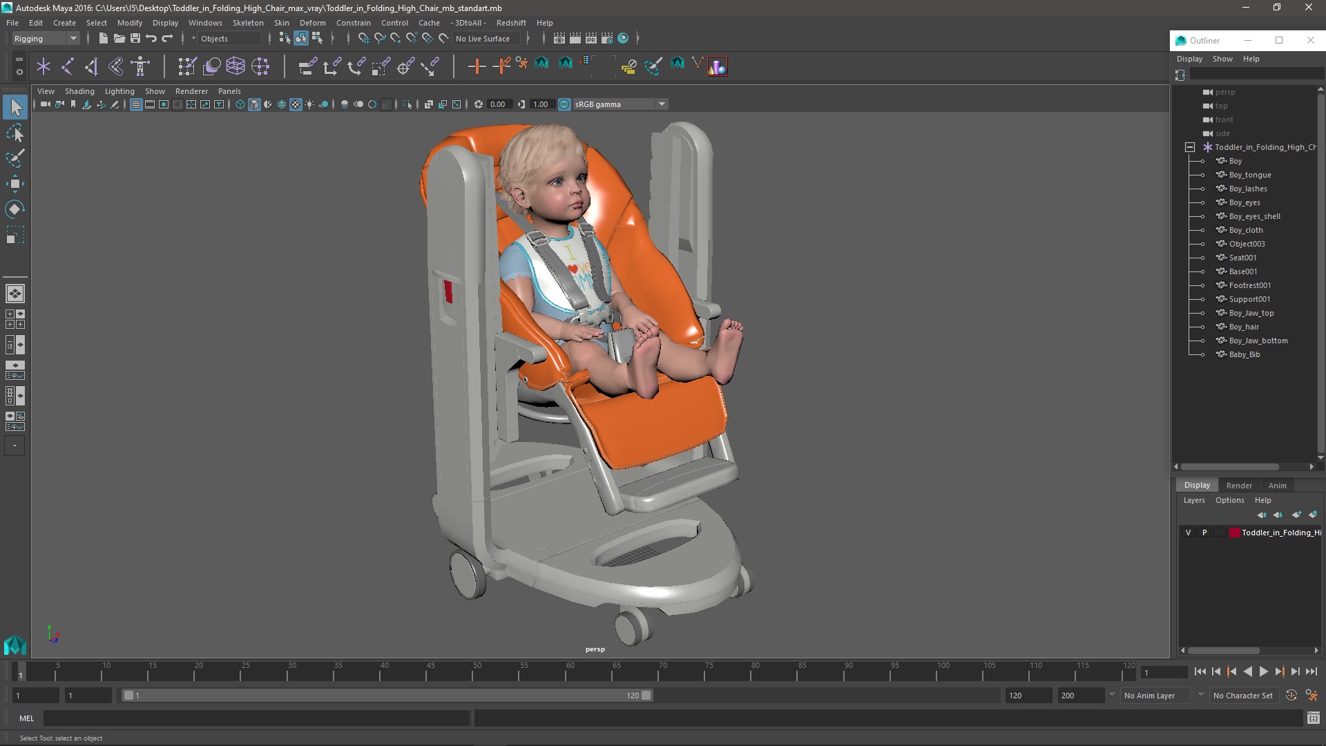 Toddler in Folding High Chair 3D model