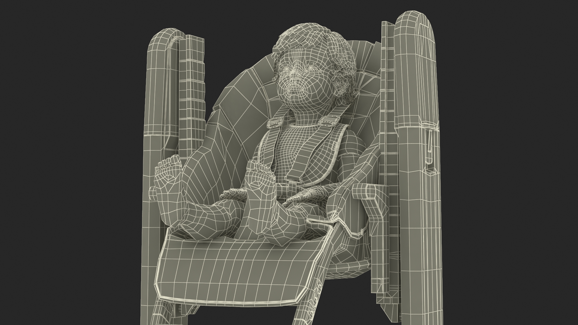Toddler in Folding High Chair 3D model