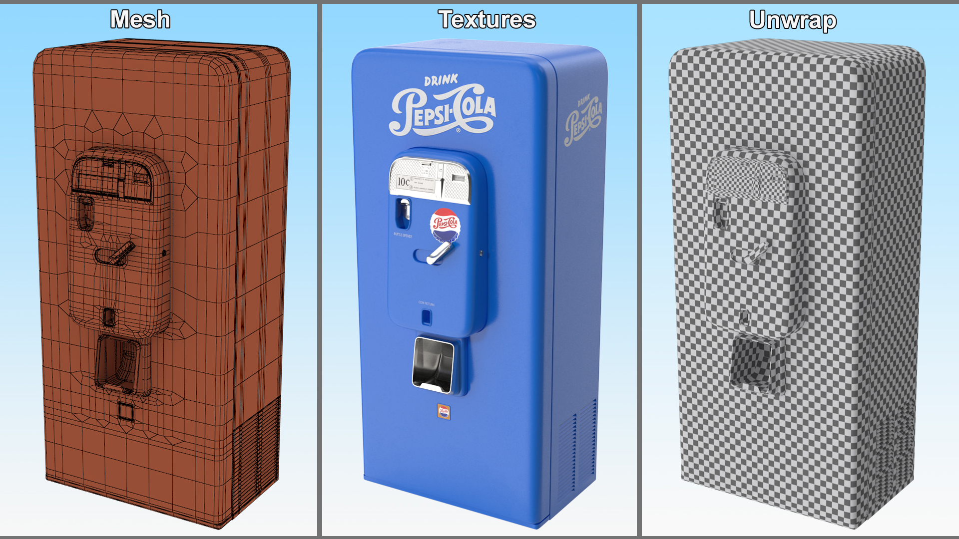 3D Pepsi Vintage American Vending Machine model