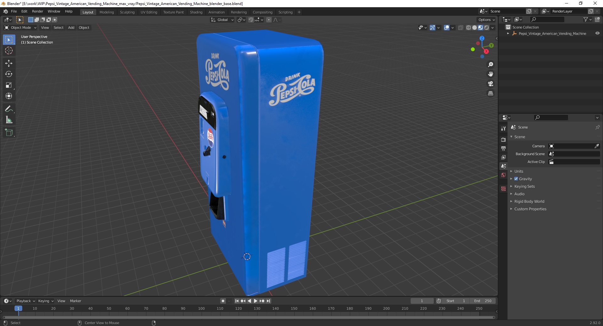 3D Pepsi Vintage American Vending Machine model