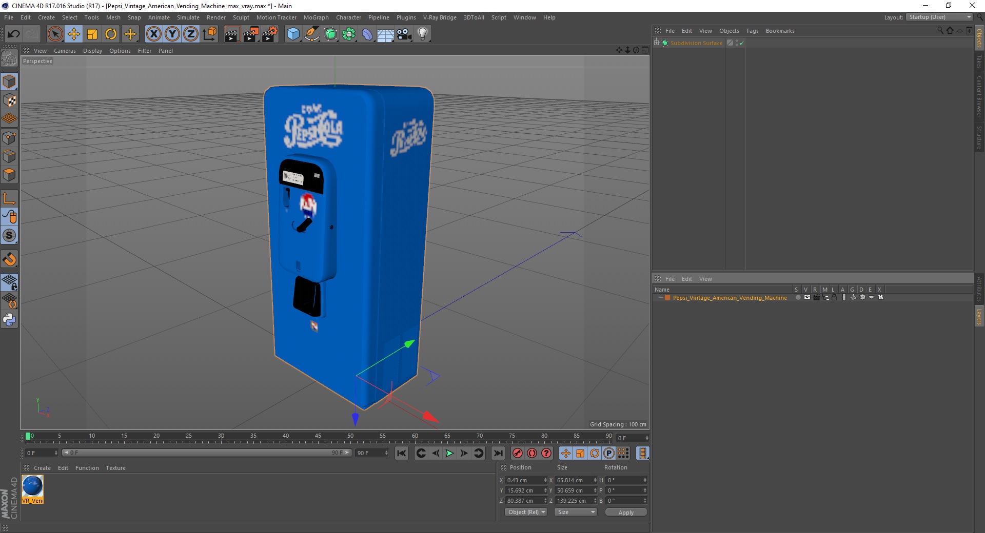 3D Pepsi Vintage American Vending Machine model