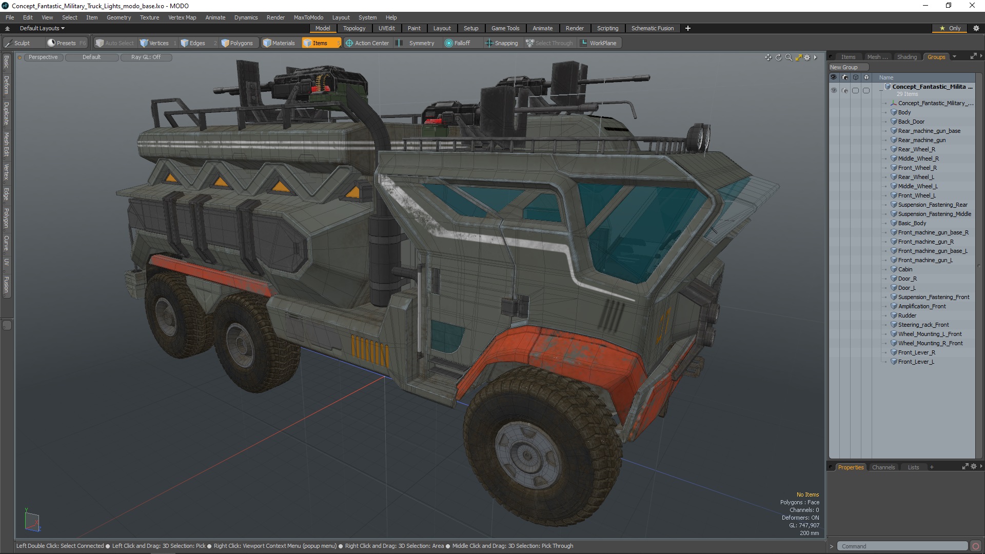 Concept Fantastic Military Truck Lights On 3D