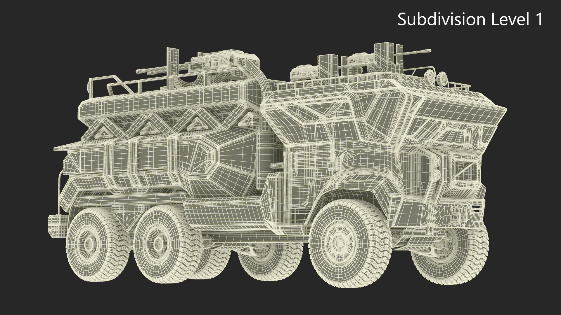Concept Fantastic Military Truck Lights On 3D