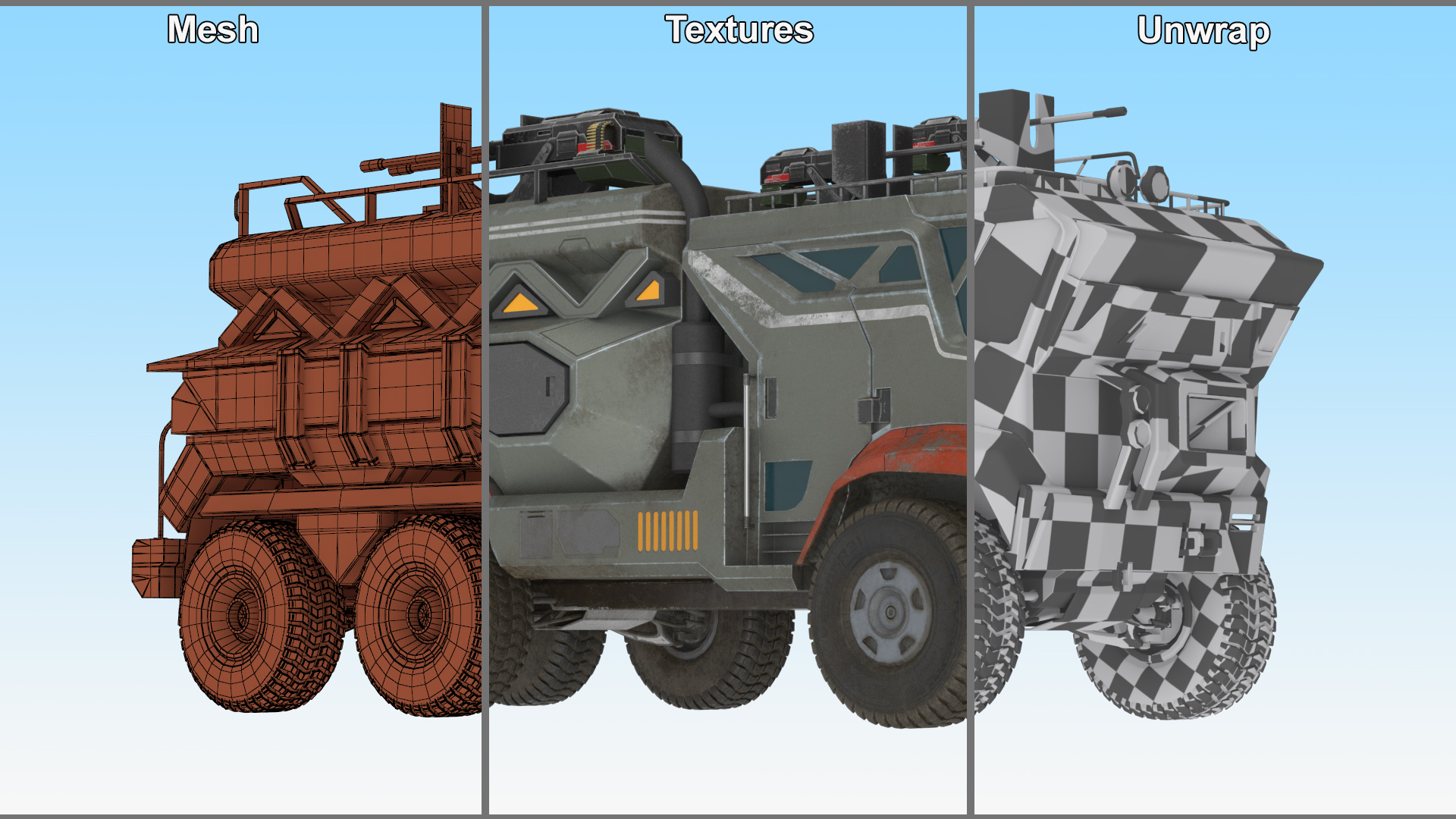 Concept Fantastic Military Truck Lights On 3D