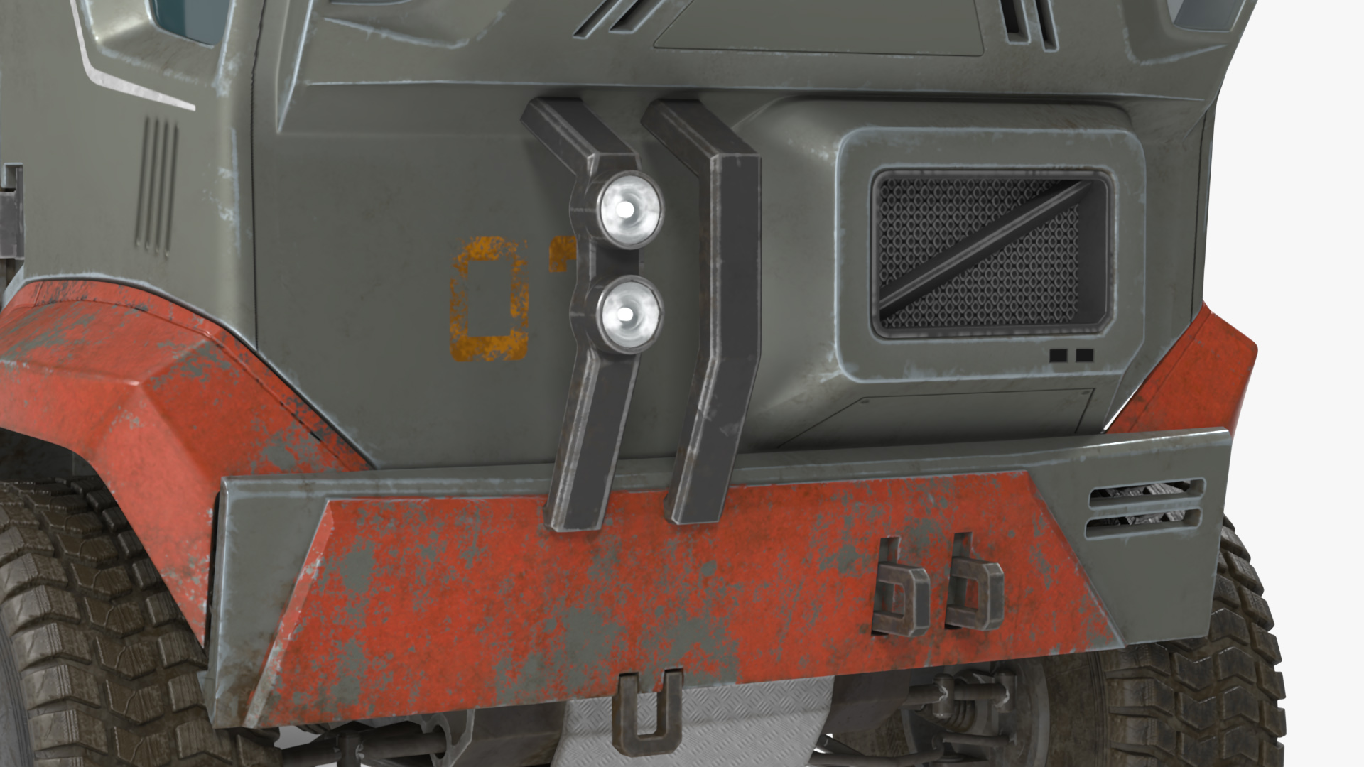 Concept Fantastic Military Truck Lights On 3D