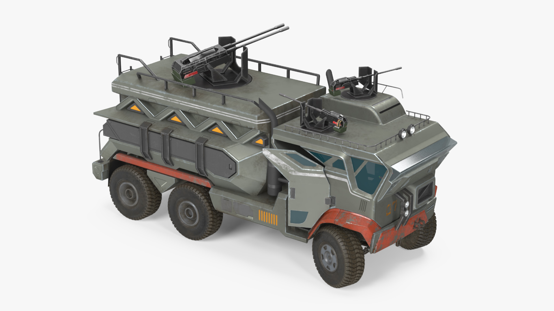 Concept Fantastic Military Truck Lights On 3D