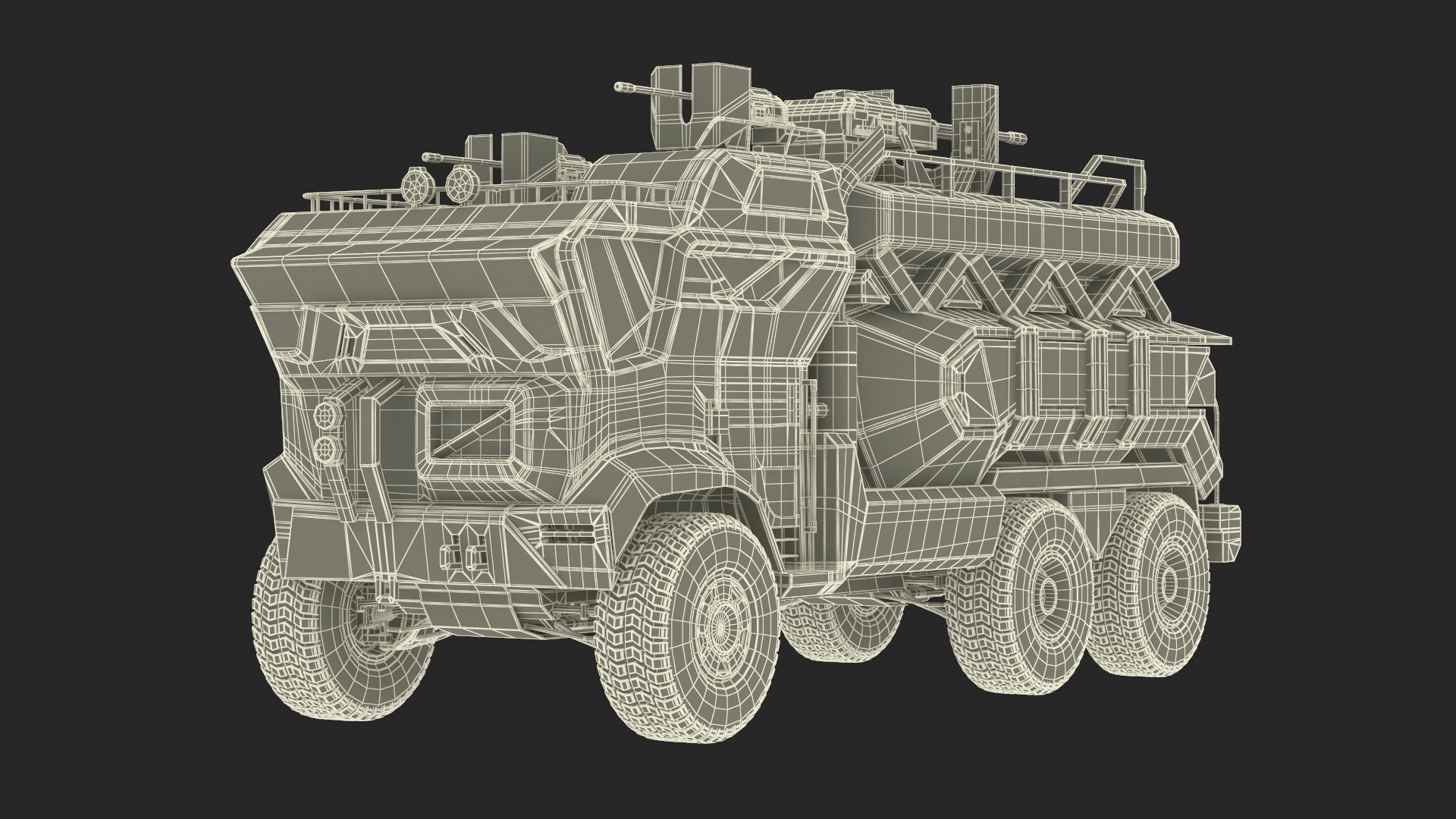 Concept Fantastic Military Truck Lights On 3D