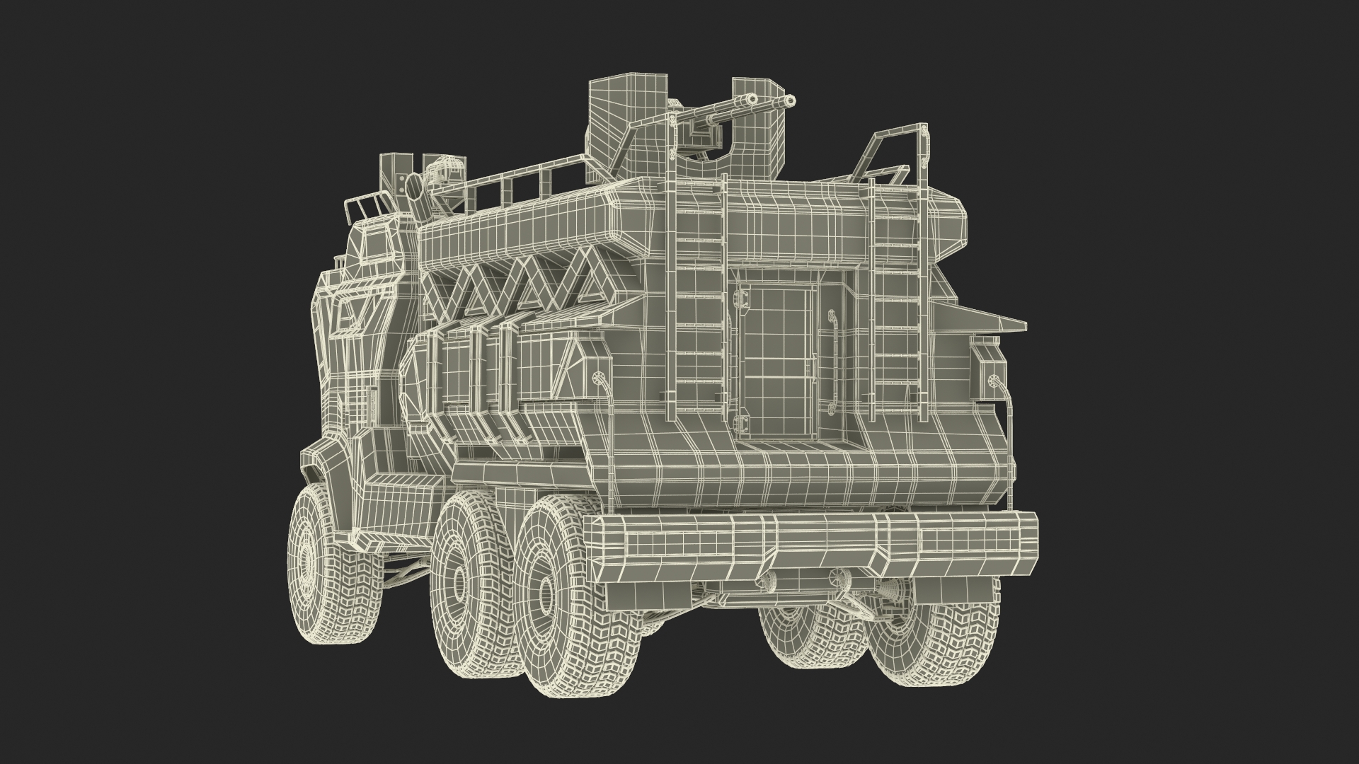 Concept Fantastic Military Truck Lights On 3D
