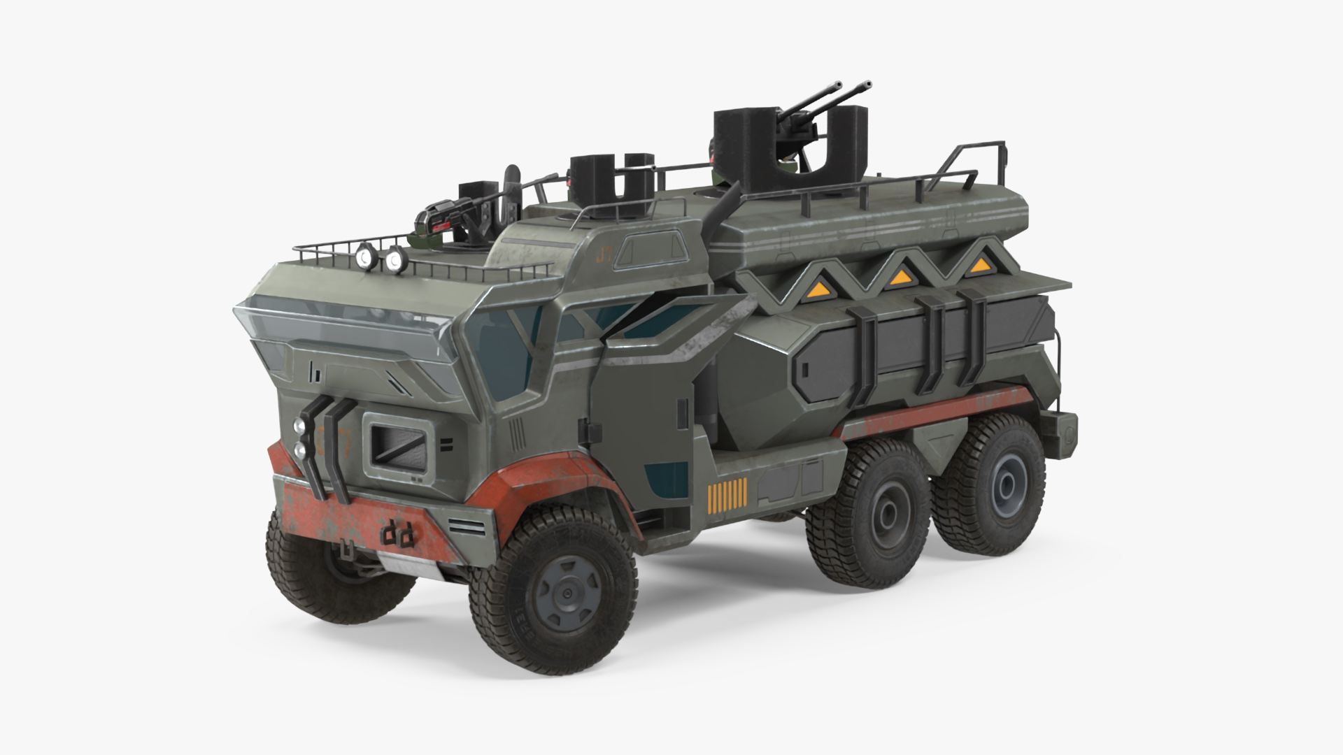 Concept Fantastic Military Truck Lights On 3D