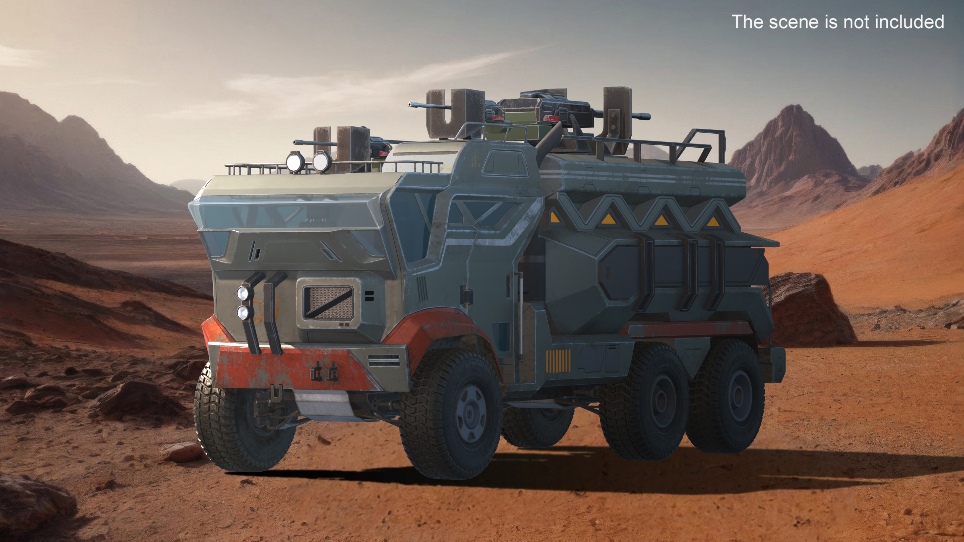 Concept Fantastic Military Truck Lights On 3D