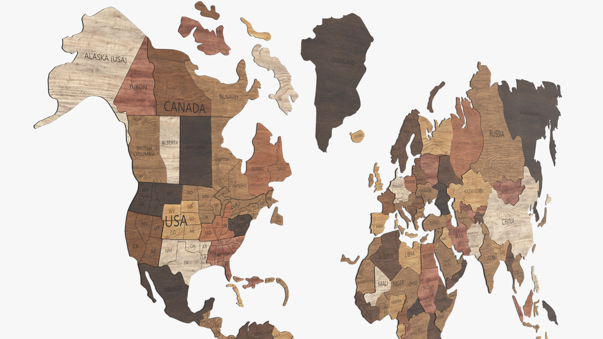 3D model Wood World Map Wall Decor