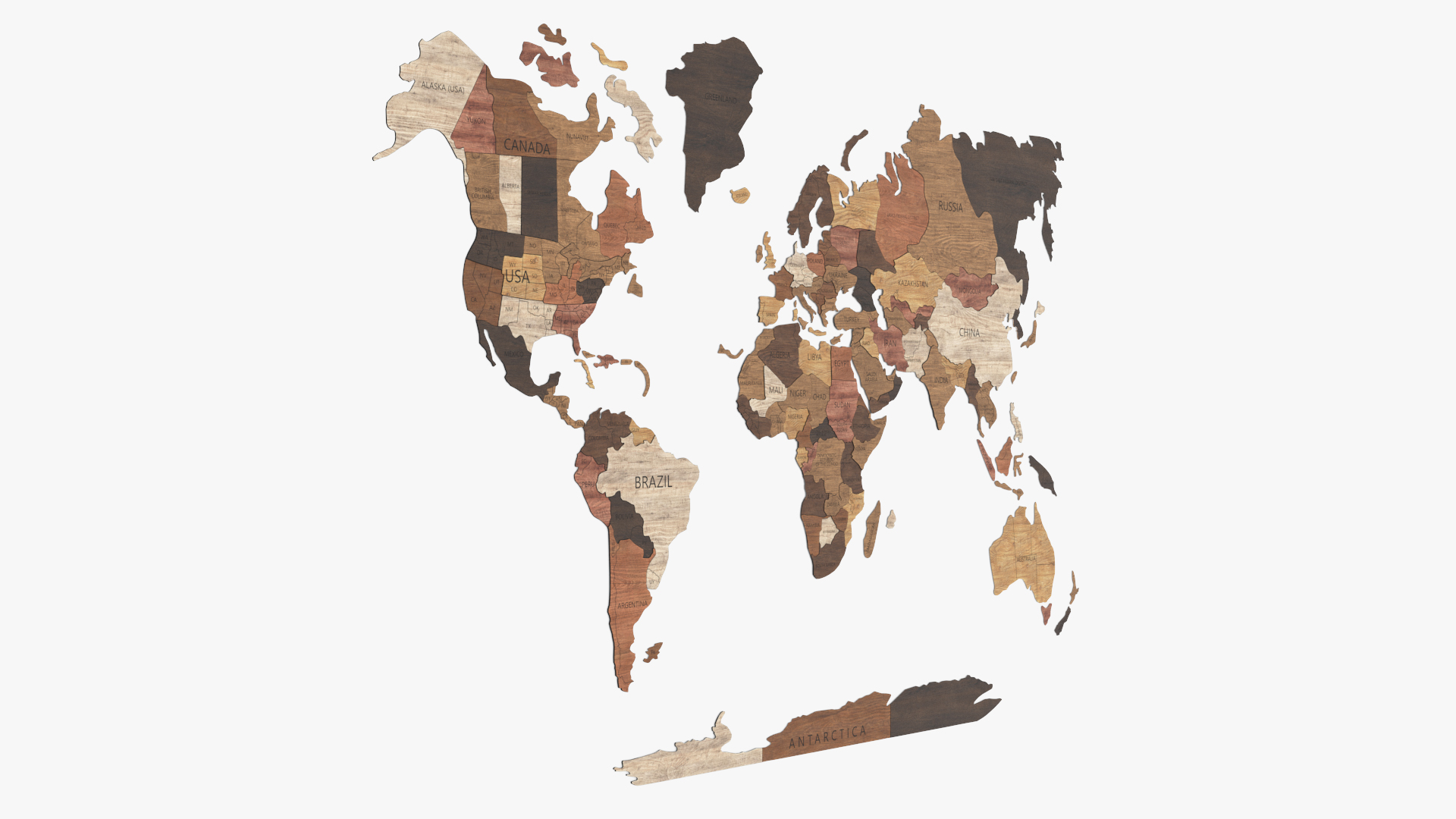 3D model Wood World Map Wall Decor