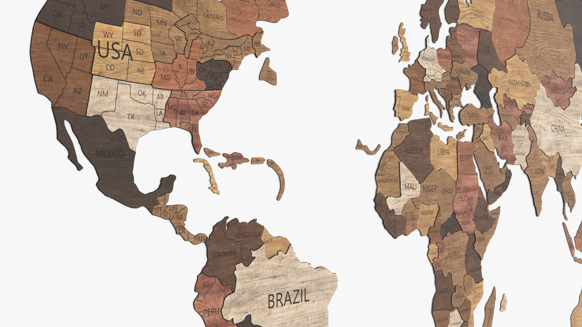 3D model Wood World Map Wall Decor