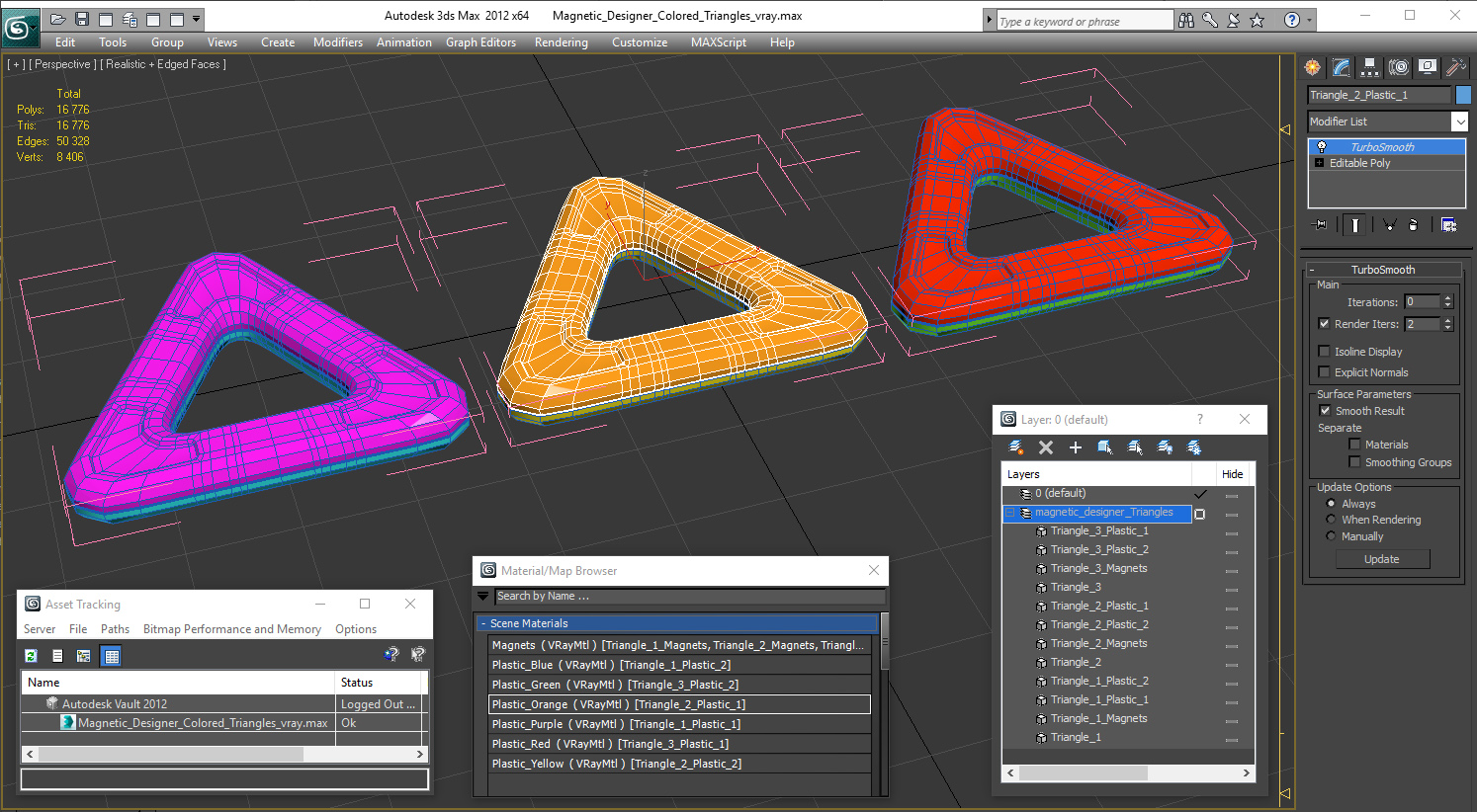3D model Magnetic Designer Colored Triangles