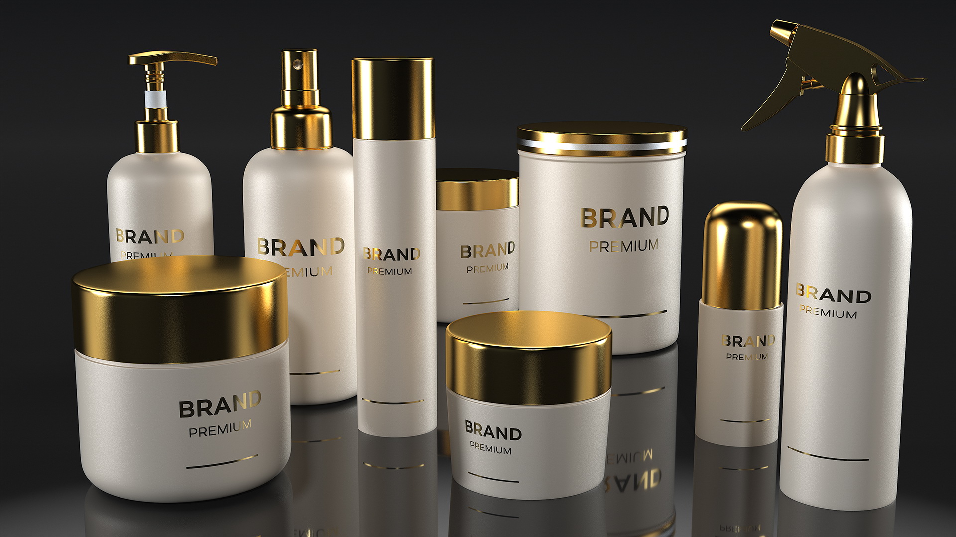 3D model Cosmetic Package Set Gold