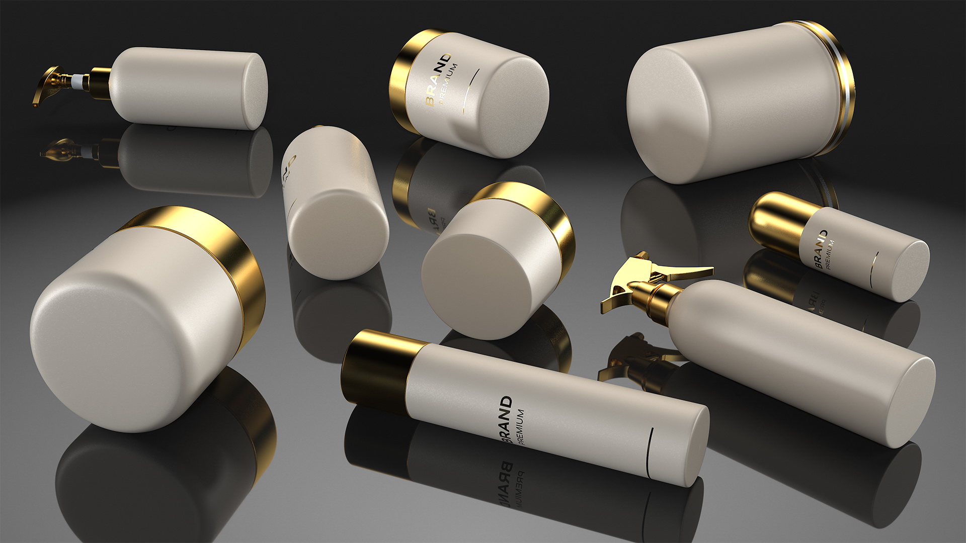 3D model Cosmetic Package Set Gold