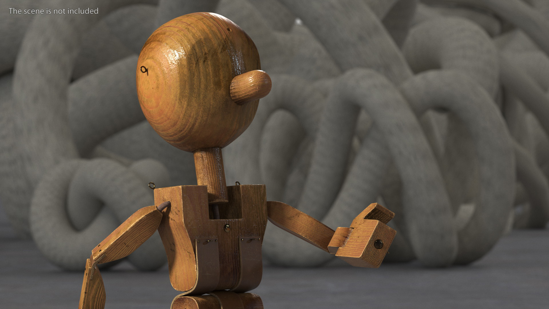 3D Dirty Wooden Character Rigged for Cinema 4D model