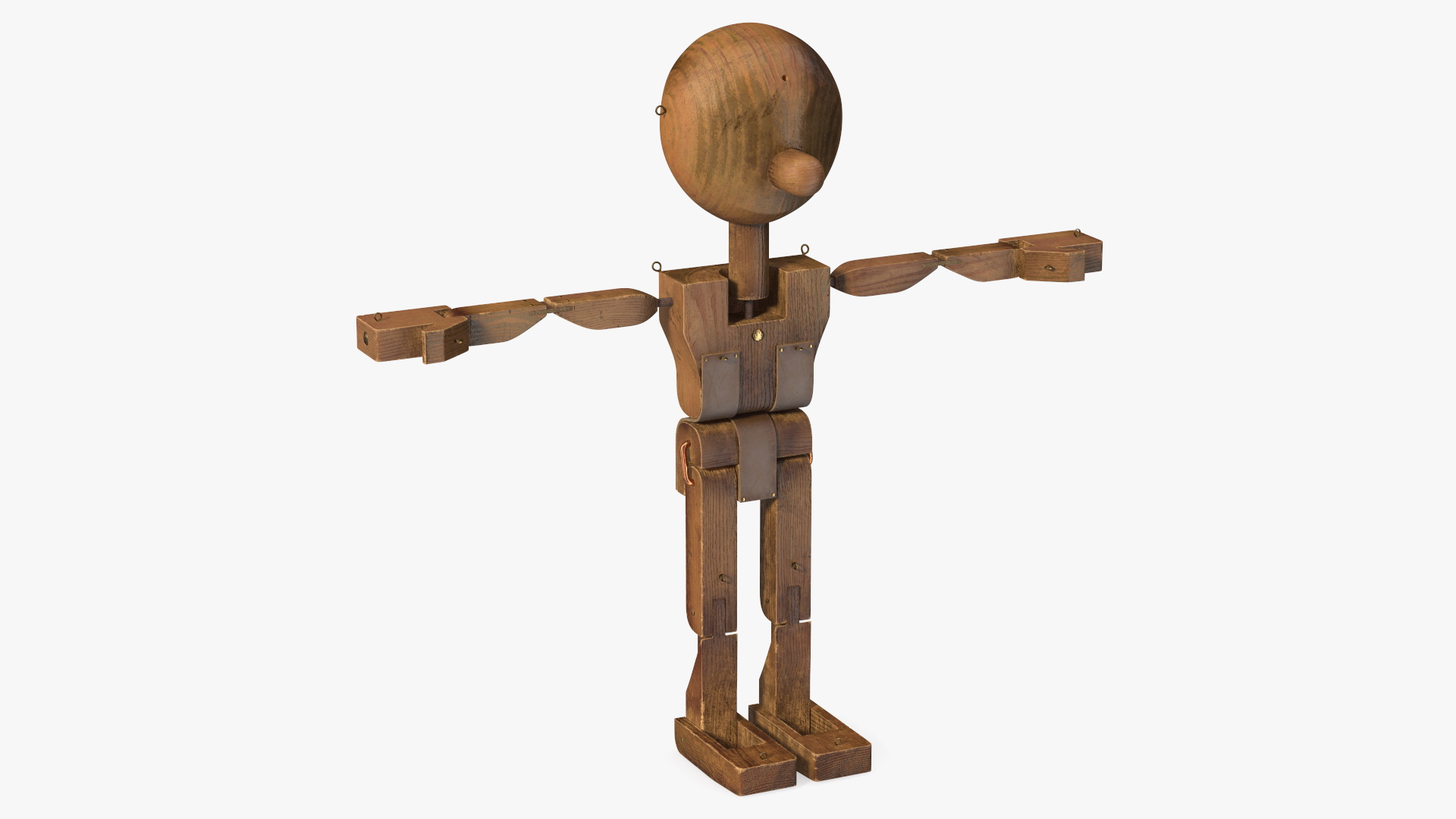 3D Dirty Wooden Character Rigged for Cinema 4D model