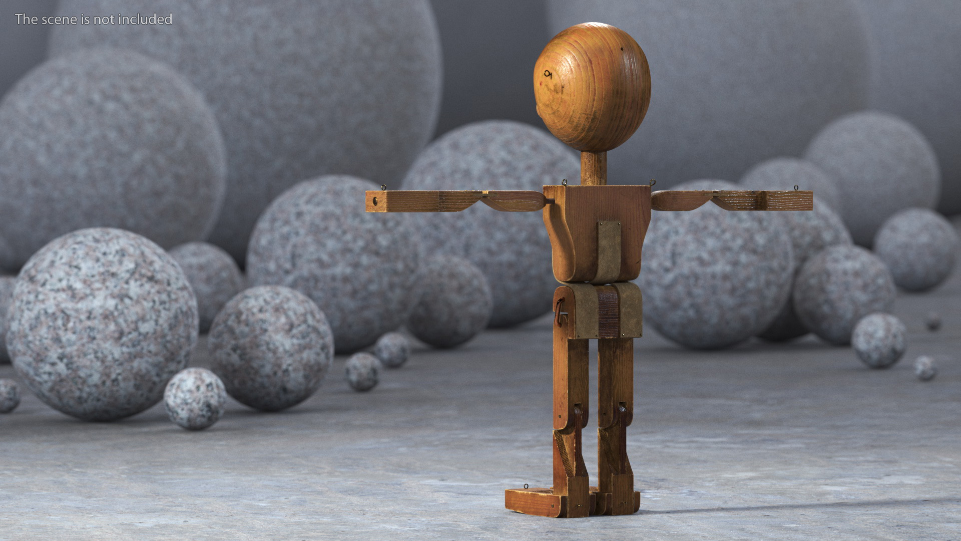 3D Dirty Wooden Character Rigged for Cinema 4D model
