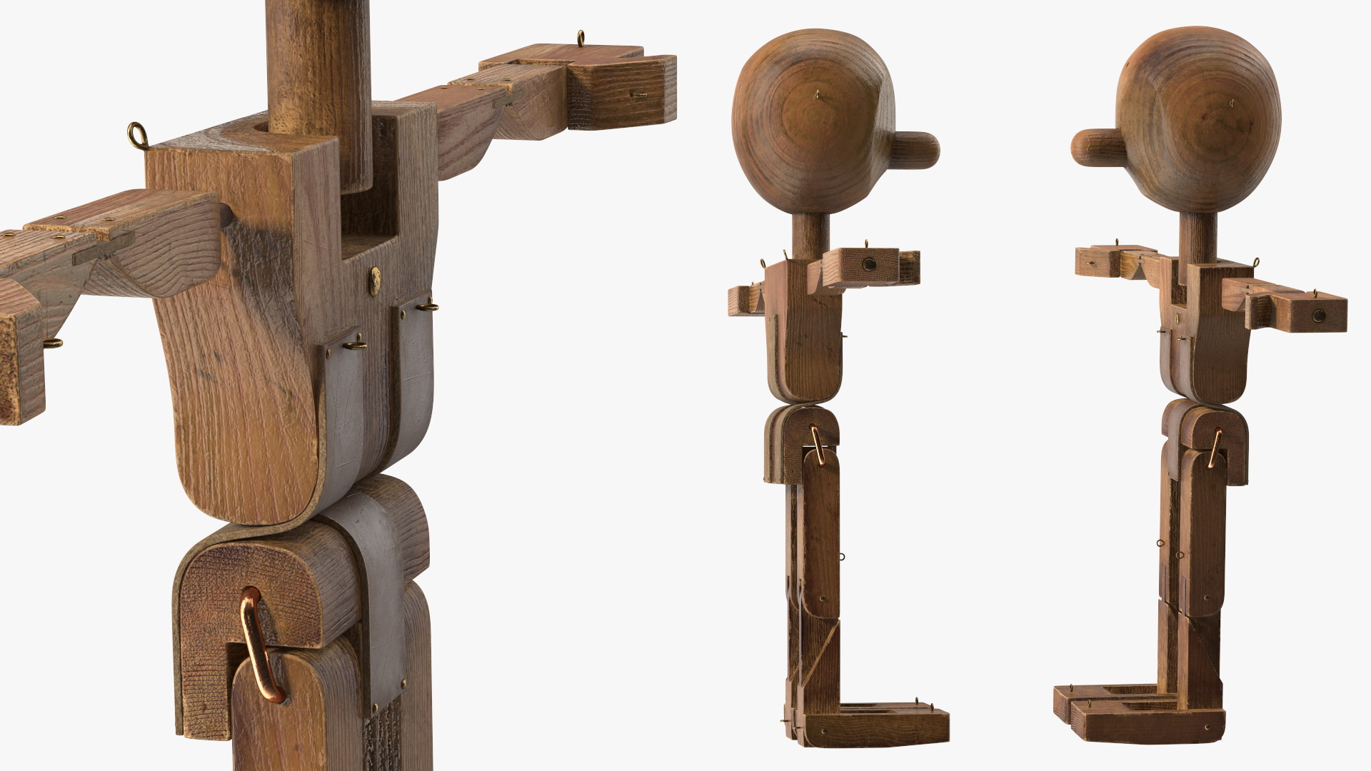 3D Dirty Wooden Character Rigged for Cinema 4D model