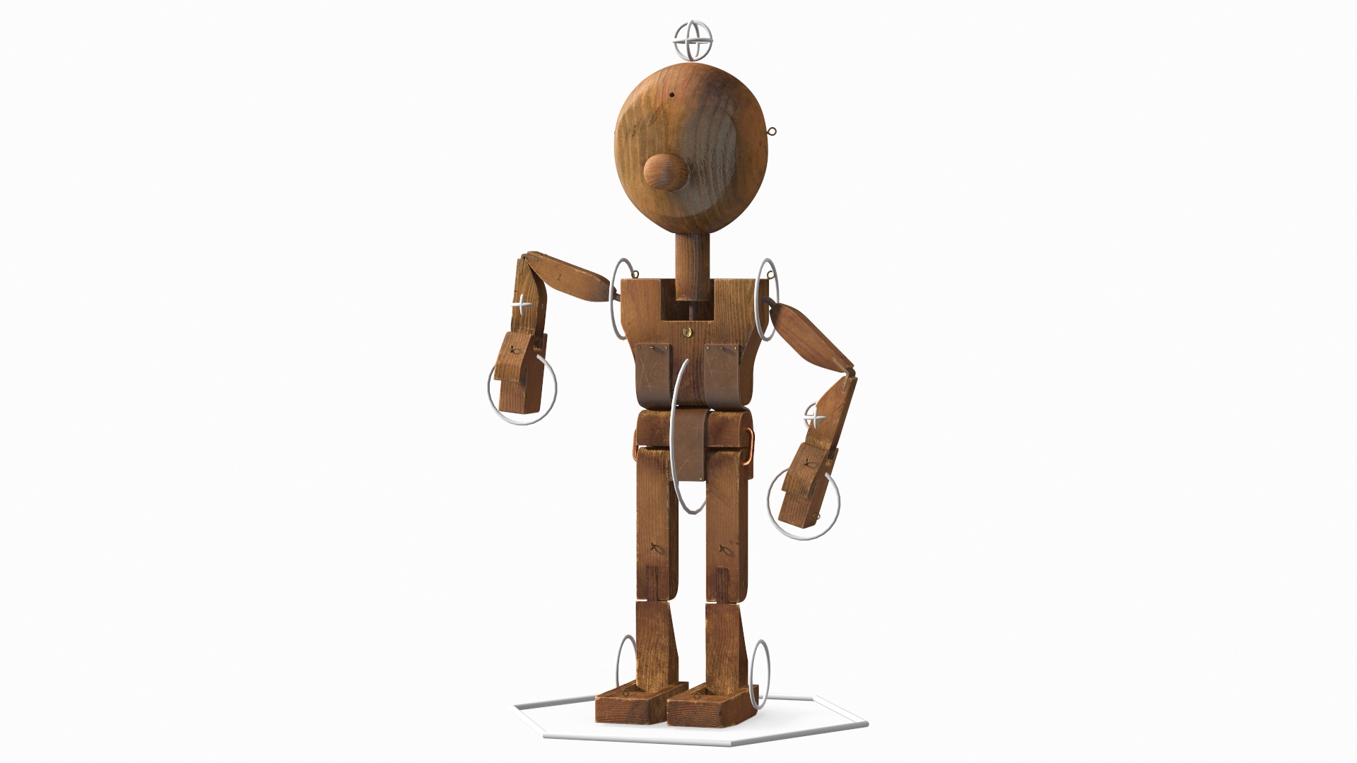 3D Dirty Wooden Character Rigged for Cinema 4D model