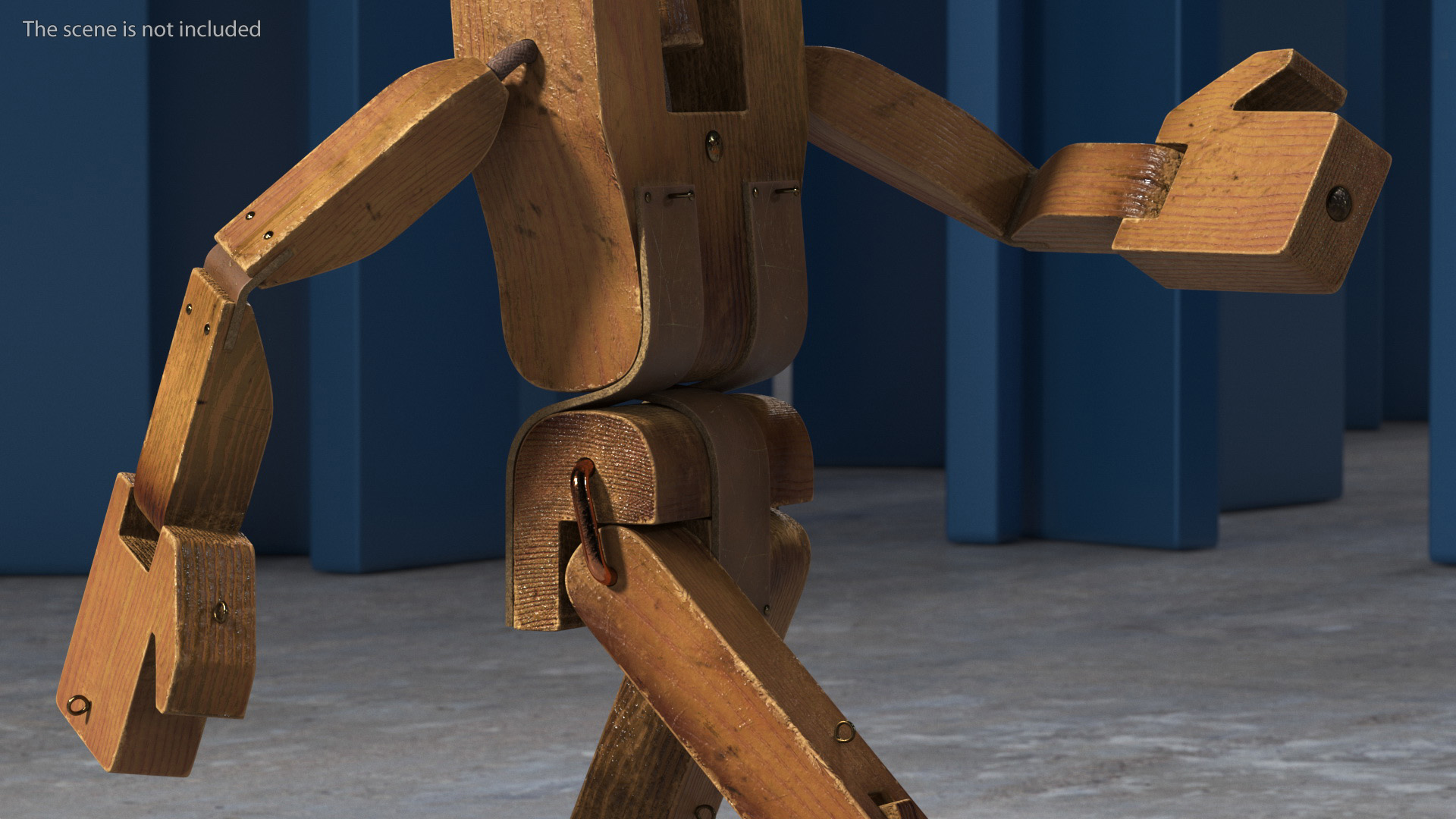 3D Dirty Wooden Character Rigged for Cinema 4D model