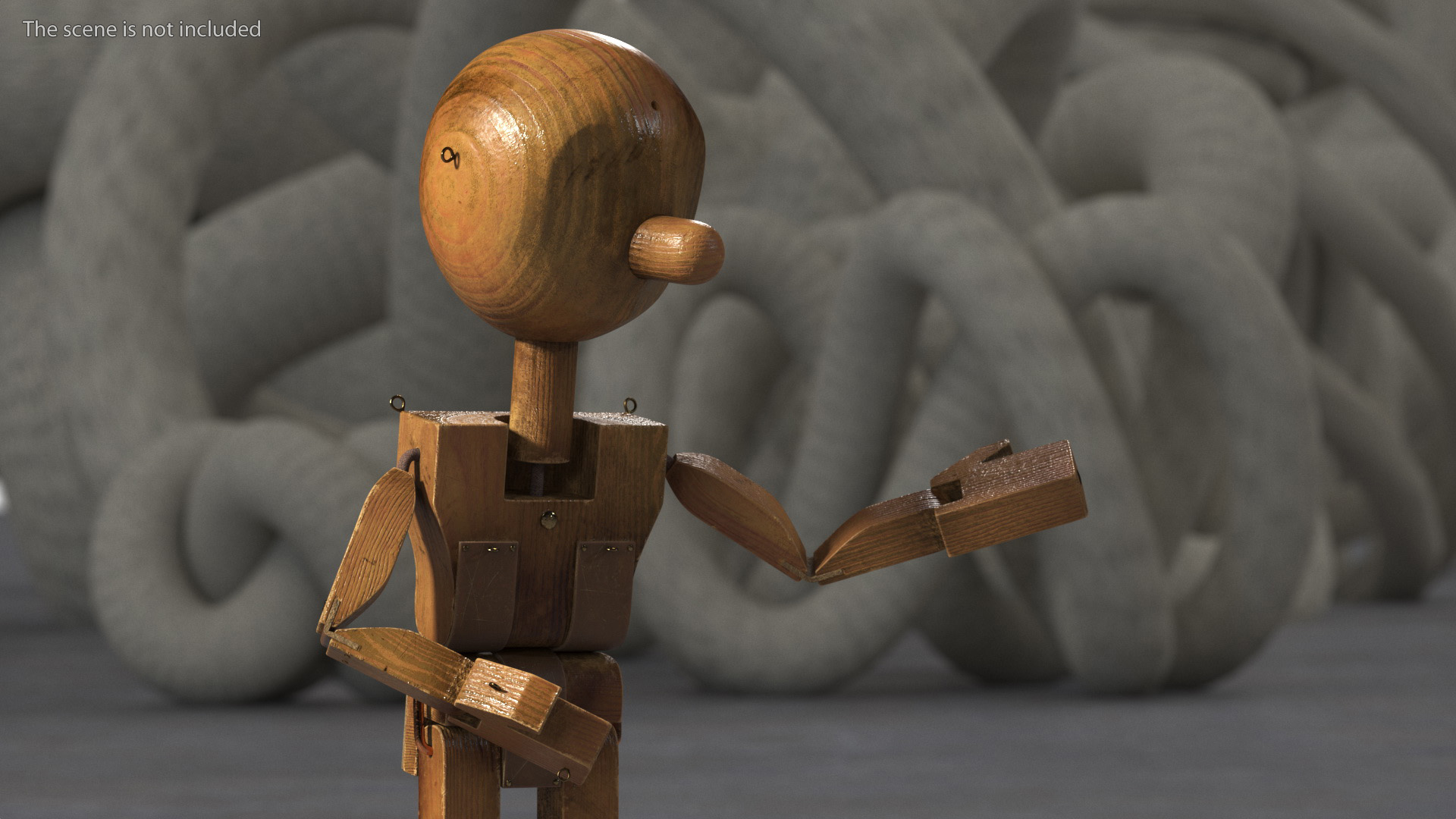 3D Dirty Wooden Character Rigged for Cinema 4D model