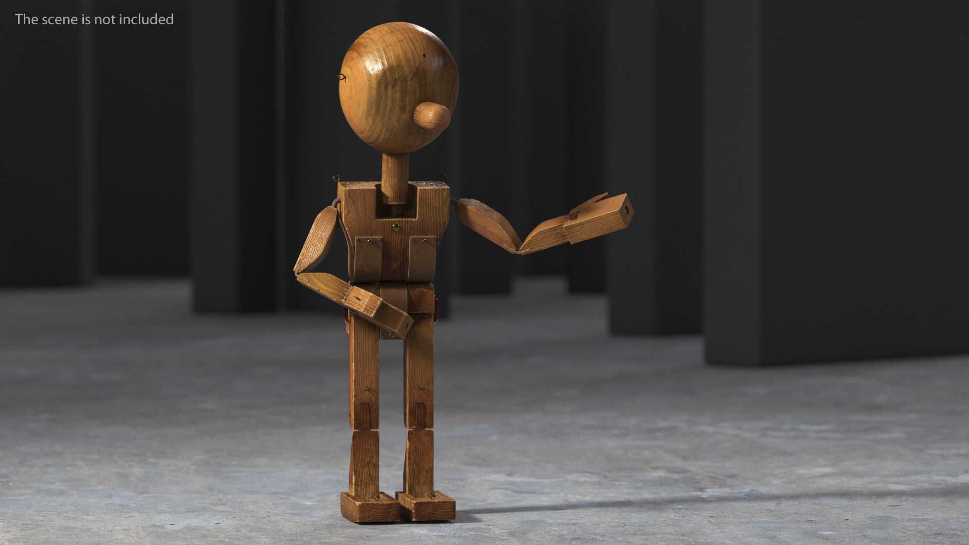 3D Dirty Wooden Character Rigged for Cinema 4D model