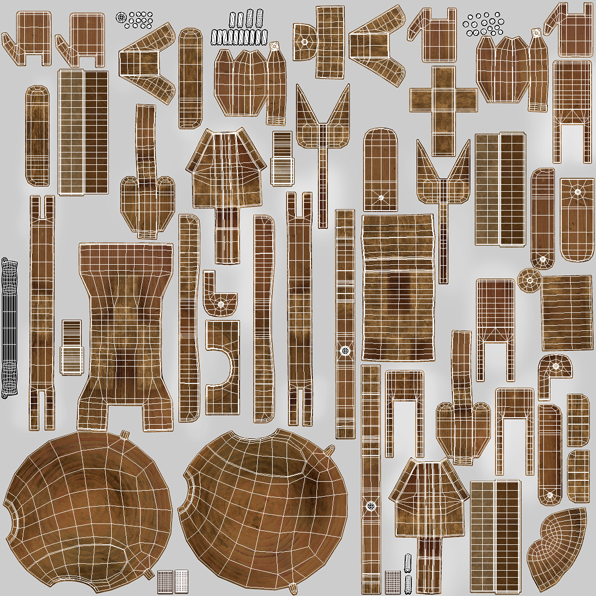3D Dirty Wooden Character Rigged for Cinema 4D model