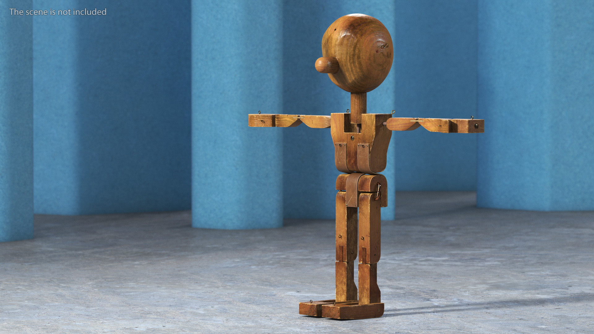 3D Dirty Wooden Character Rigged for Cinema 4D model