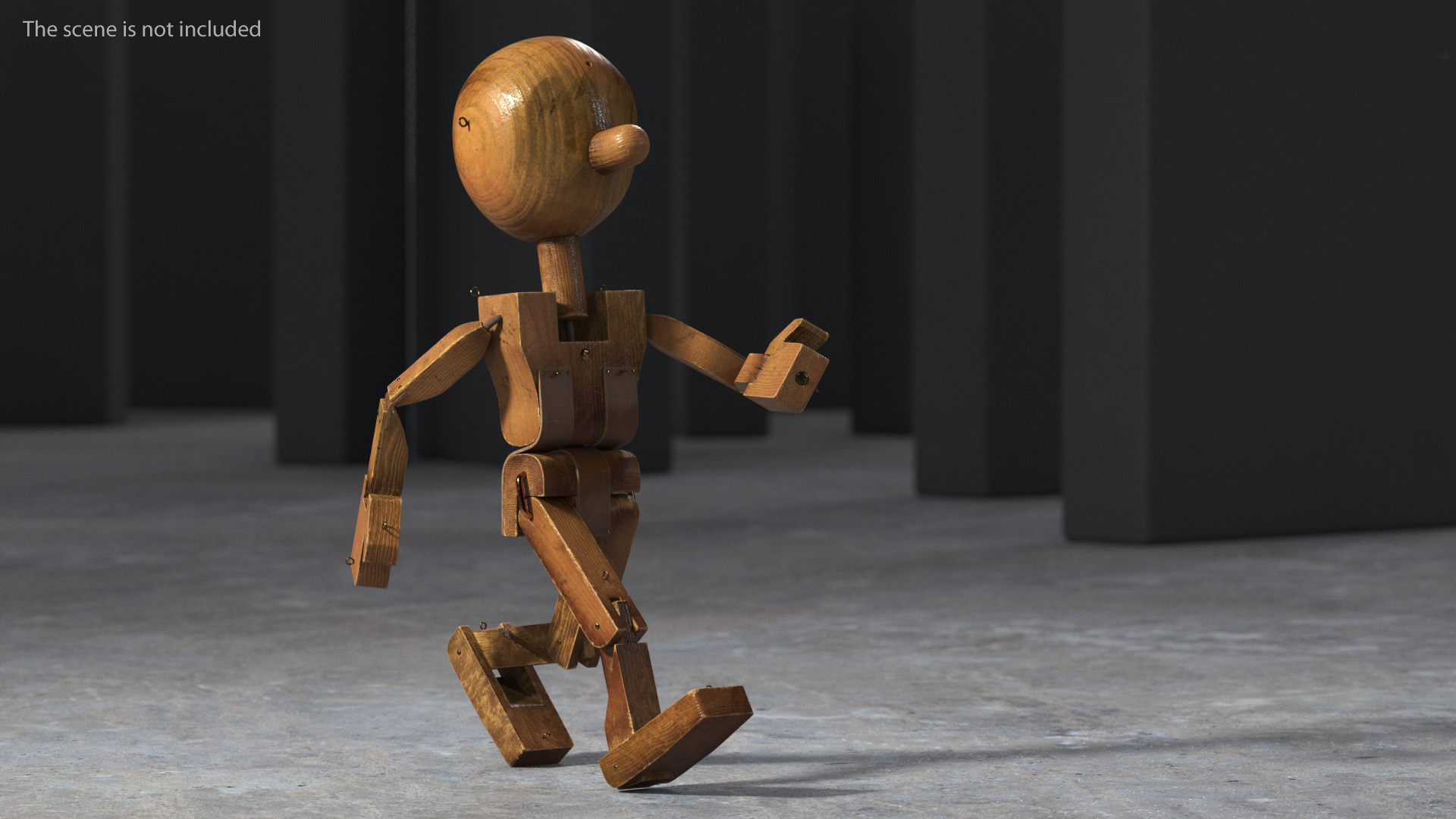 3D Dirty Wooden Character Rigged for Cinema 4D model