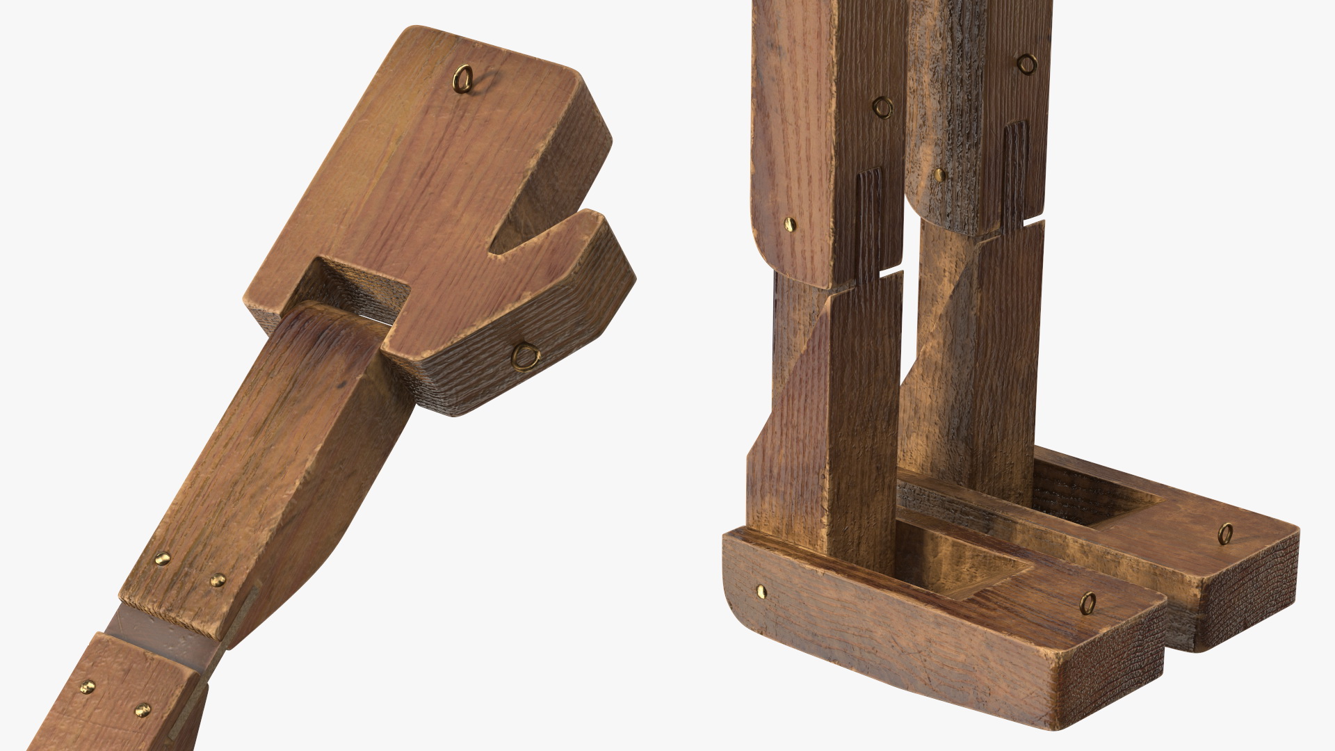 3D Dirty Wooden Character Rigged for Cinema 4D model