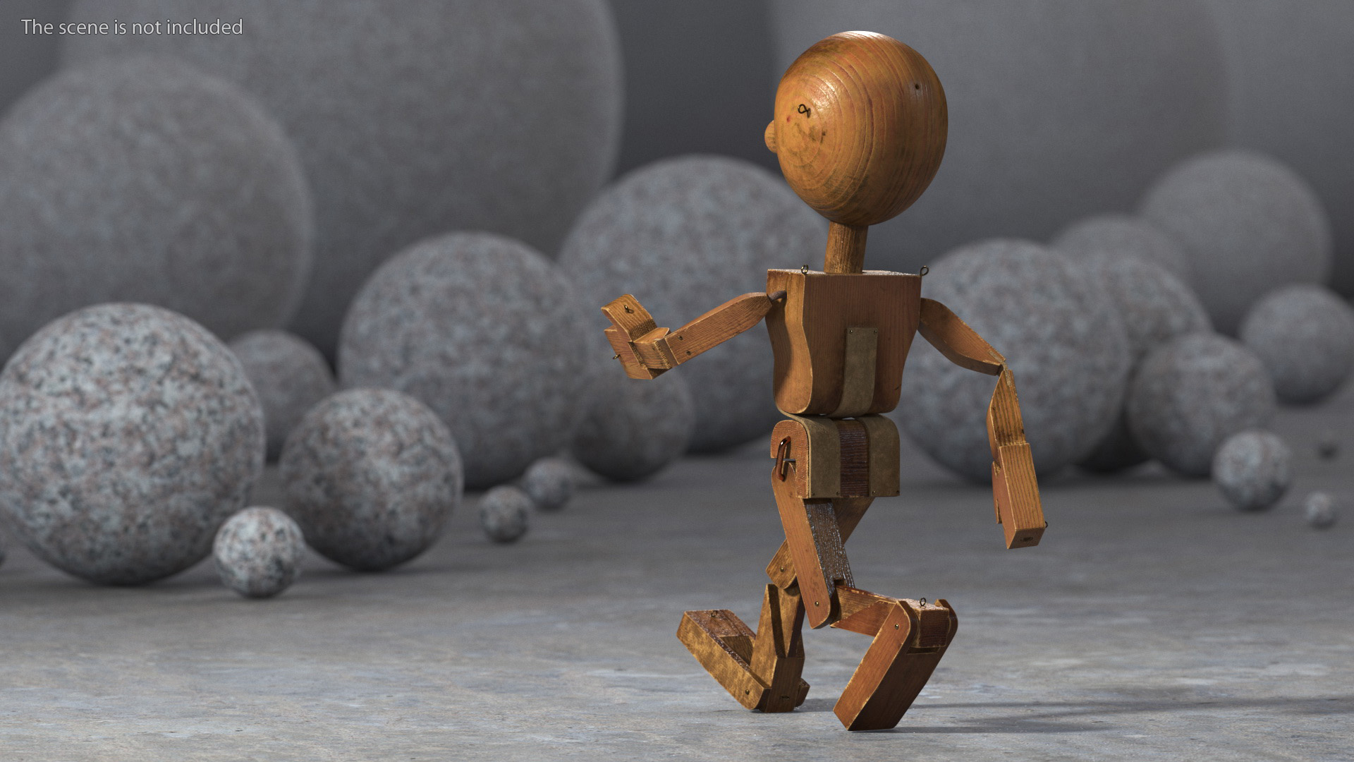 3D Dirty Wooden Character Rigged for Cinema 4D model