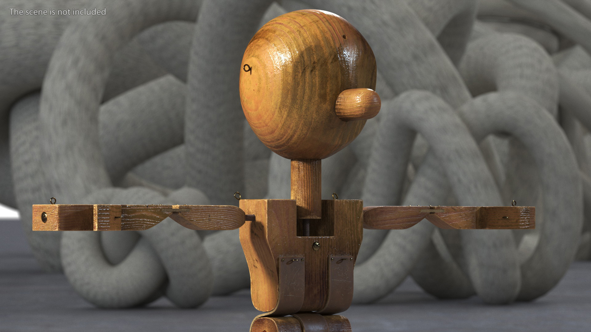 3D Dirty Wooden Character Rigged for Cinema 4D model