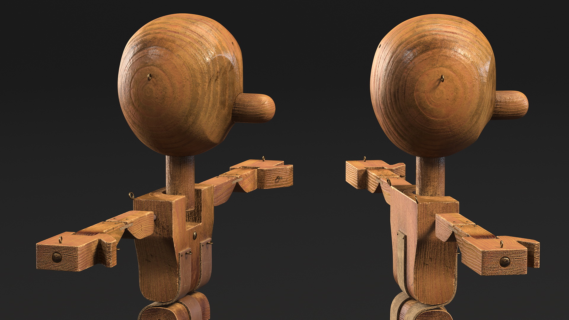 3D Dirty Wooden Character Rigged for Cinema 4D model