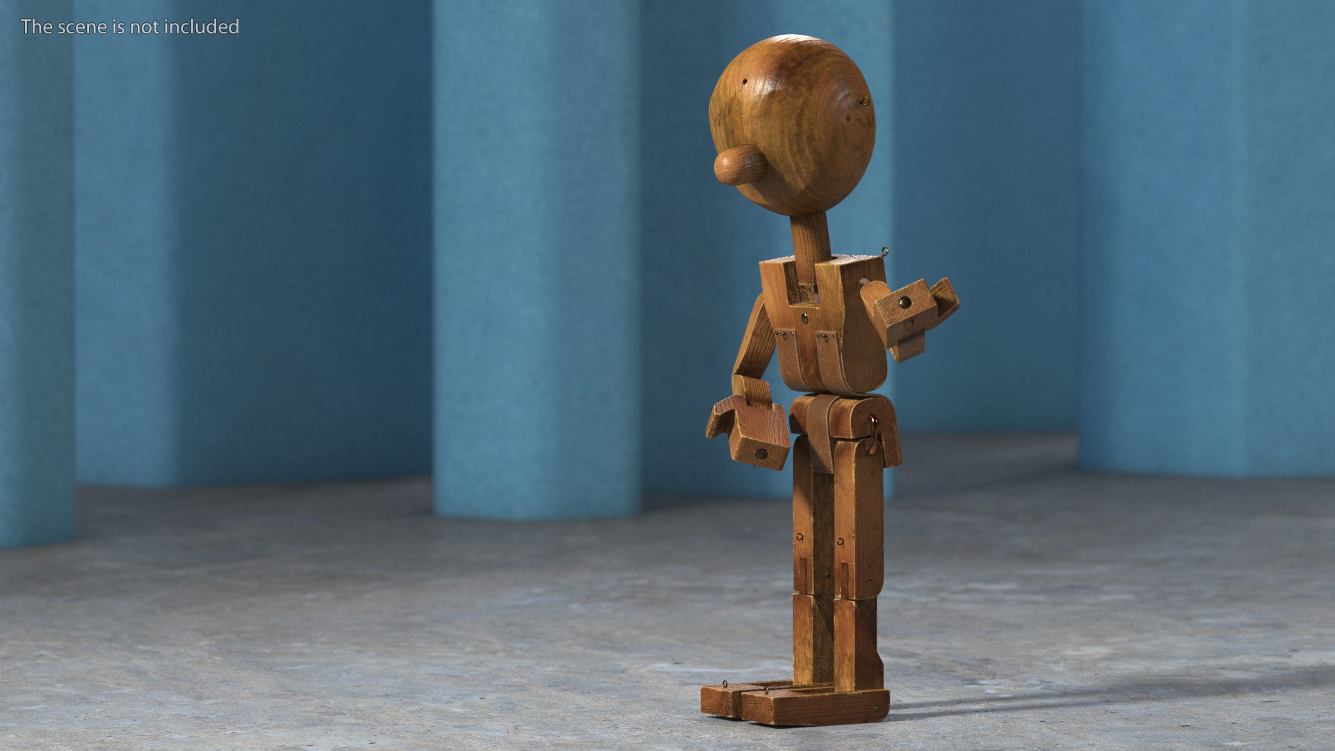 3D Dirty Wooden Character Rigged for Cinema 4D model