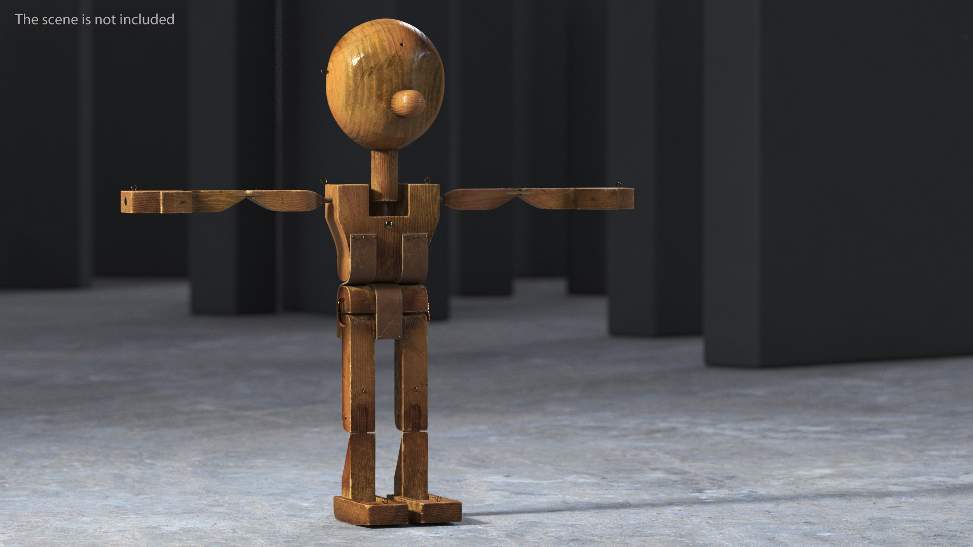 3D Dirty Wooden Character Rigged for Cinema 4D model