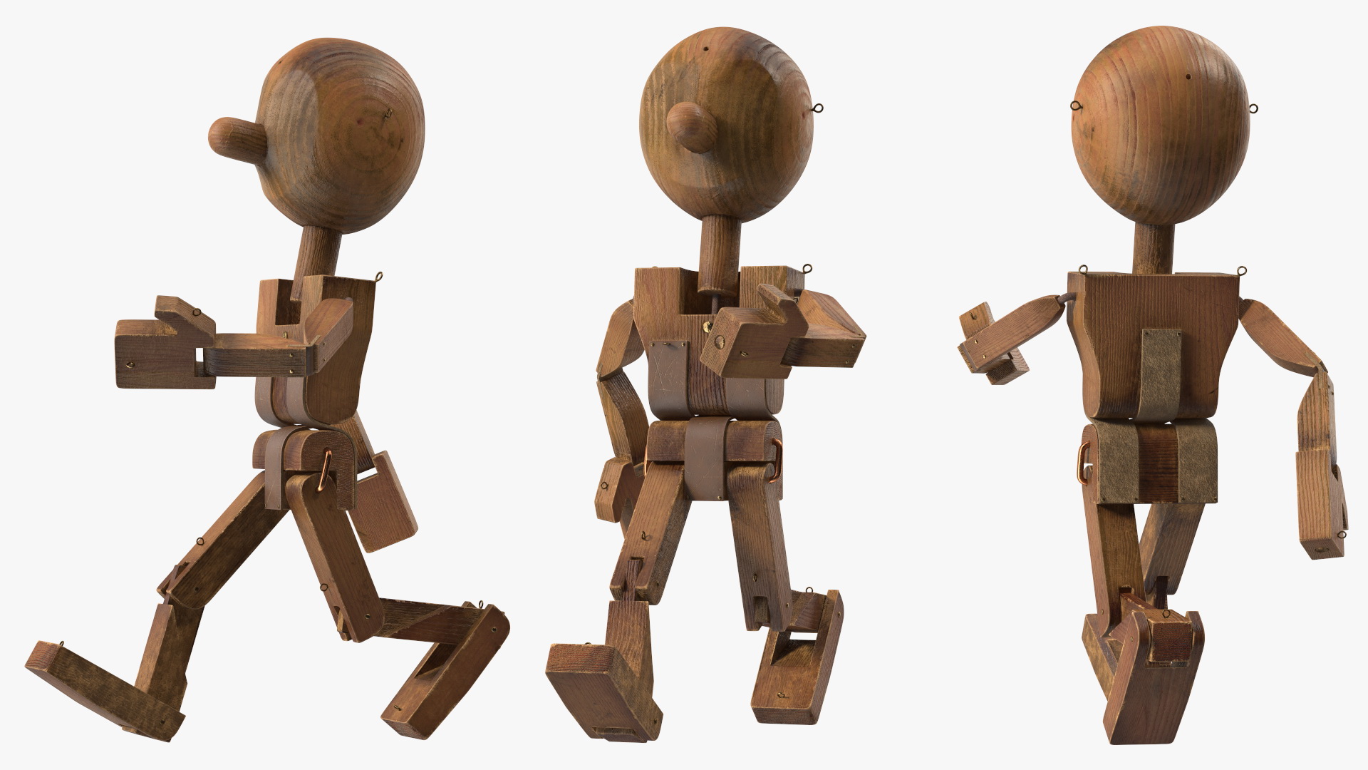3D Dirty Wooden Character Rigged for Cinema 4D model