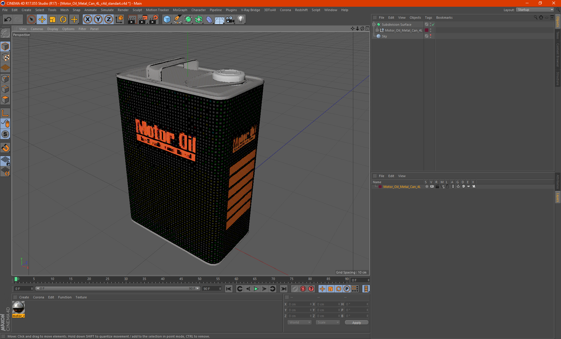 Motor Oil Metal Can 4L 3D
