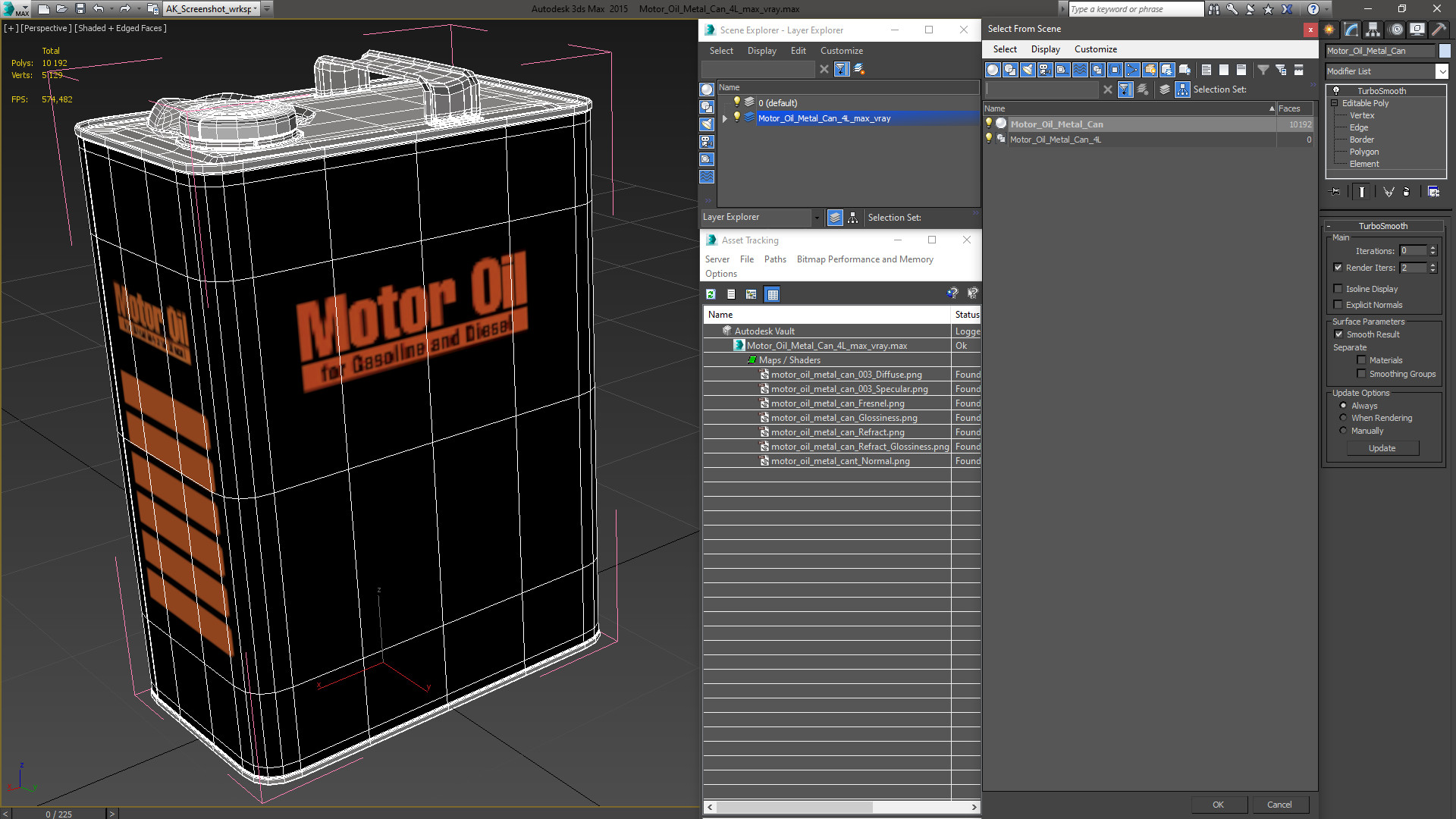 Motor Oil Metal Can 4L 3D