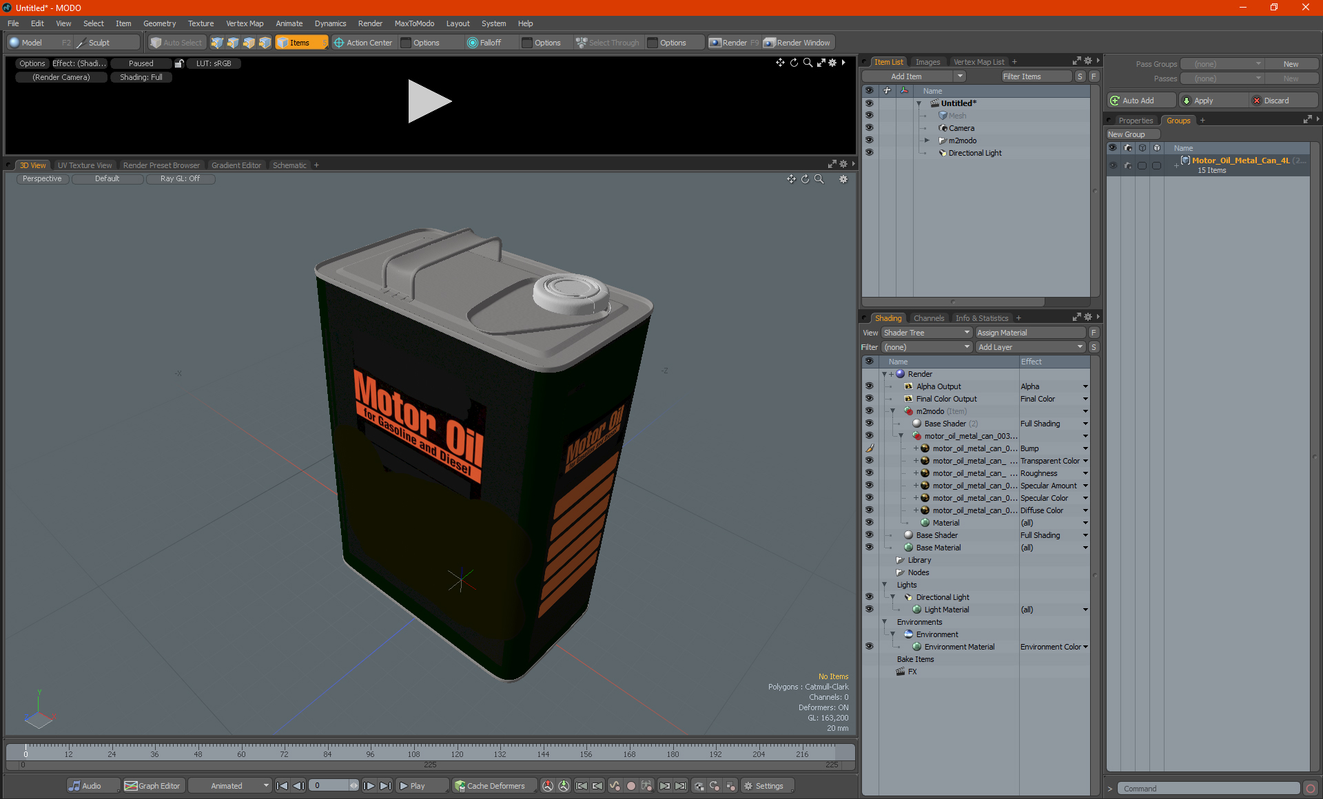 Motor Oil Metal Can 4L 3D