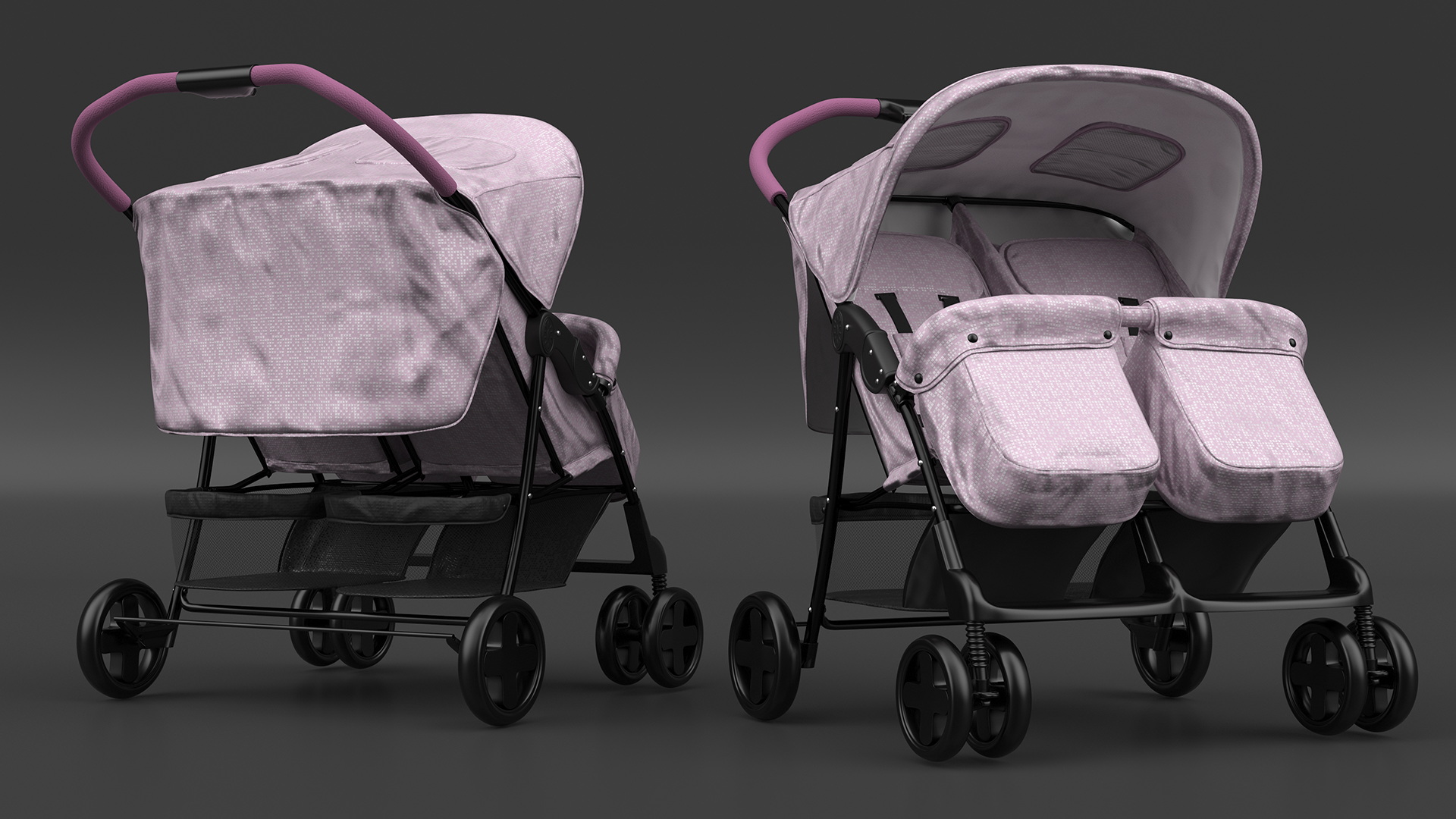3D Baby Twin Carriage model